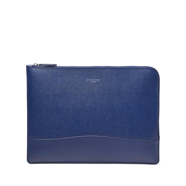 Aspinal of London City Leather Folio Case in Caspian Blue Saffiano