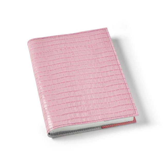 Aspinal of London A5 Refillable Luxury Journal in Deep Shine Powder Lilac Small Croc