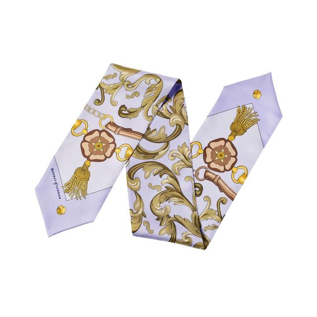 Aspinal of London Signature Shield Neck Bow Scarf in English Lavender Silk Twill