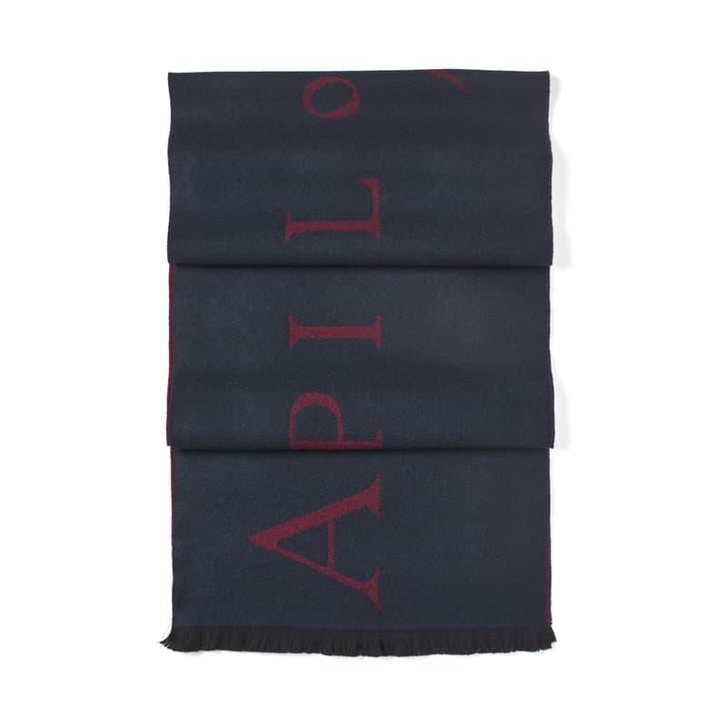 Aspinal of London Bi-Colour Heavyweight Merino Wool Scarf in Navy & Merlot