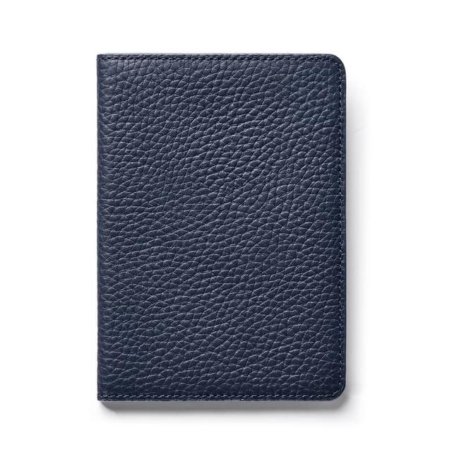 Aspinal of London Passport Cover with Card Slots in Navy Pebble