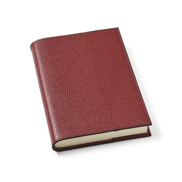 Aspinal of London A5 Refillable Leather Journal in Merlot Pebble