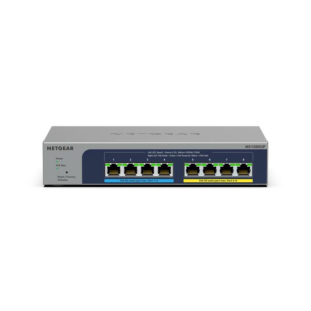 NETGEAR 8-Port Ultra60 PoE++ Multi-Gigabit Ethernet Plus Switch, 230W Budget, Traffic Management, by NETGEAR, MS108EUP