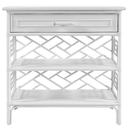 Chippendale Nightstand - White | Night Table, Bedside Shelf, Offers Convenience, Storage, Organization