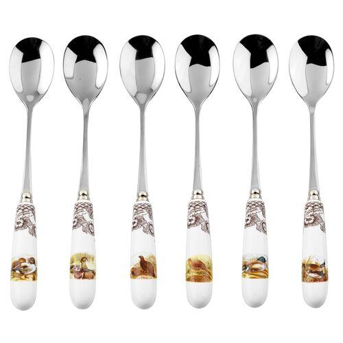 Spode Woodland Set of 6 Teaspoons (Assorted Motifs) - Brown