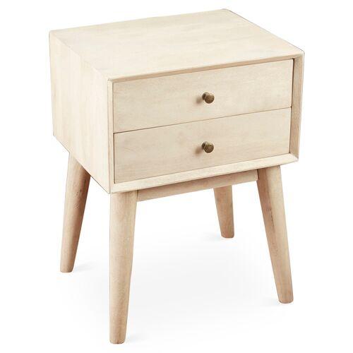 Jackson Nightstand - Whitewash | Night Table, Bedside Shelf - Beige, Offers Convenience, Storage, Organization