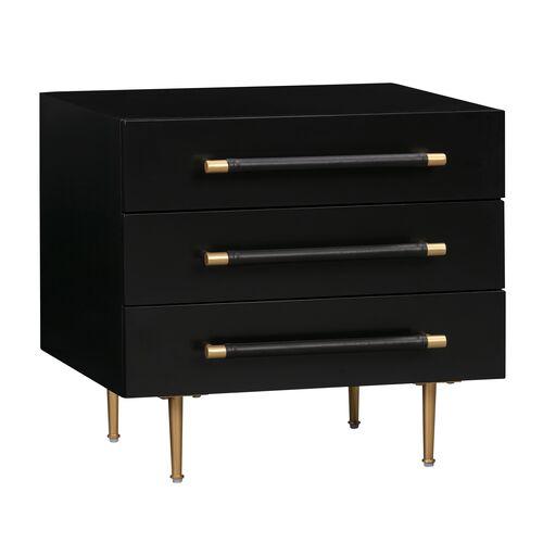 Aria Nightstand - Black/Gold | Night Table, Bedside Shelf, Offers Convenience, Storage, Organization