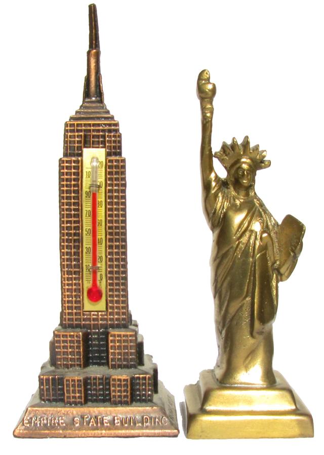 Midcentury NYC Monument Models - Set of 2 - Chez Vous - Gold