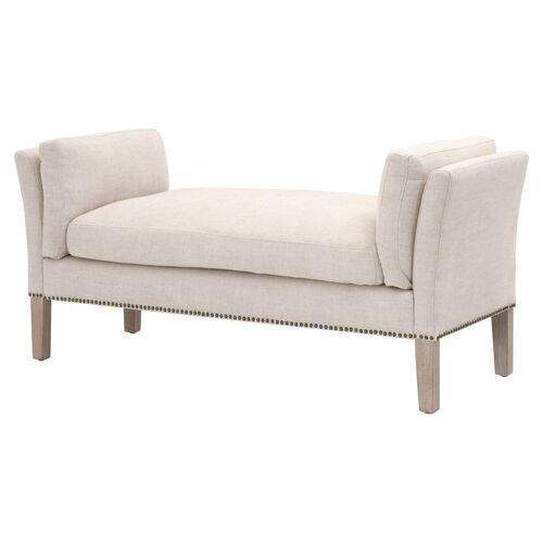 Darci Upholstered Bench - Bisque French Linen - Beige | Couch, Sofa, Settee