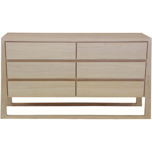 Renee 6-Drawer Dresser - Whitewash Pine - Handcrafted - Beige | Highboy, Bureau - Offers Storage, Organization
