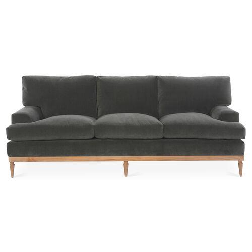 Sutton Velvet Sofa | Couch, Settee - Gray - Comfortable, Durable, Exclusive