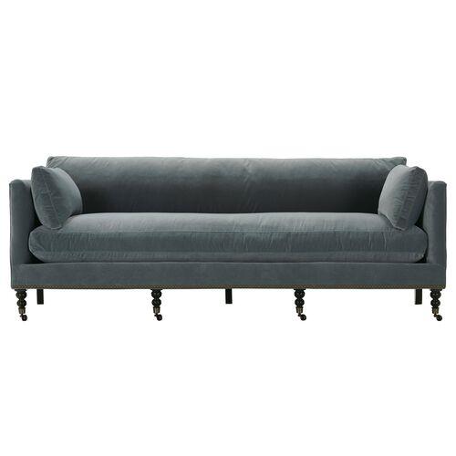 Margot 90" Velvet Sofa | Couch, Settee - Gray - Comfortable, Durable