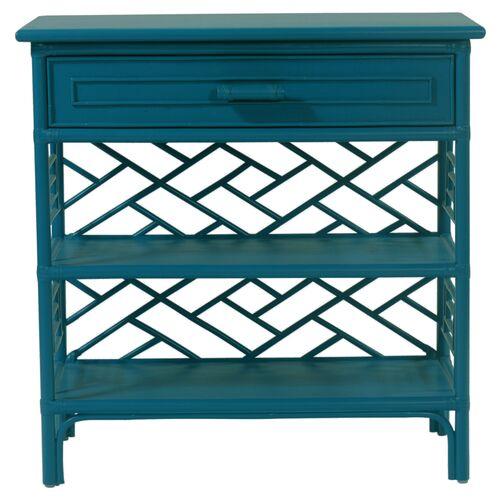 Chippendale Nightstand - Pacific Blue | Night Table, Bedside Shelf, Offers Convenience, Storage, Organization