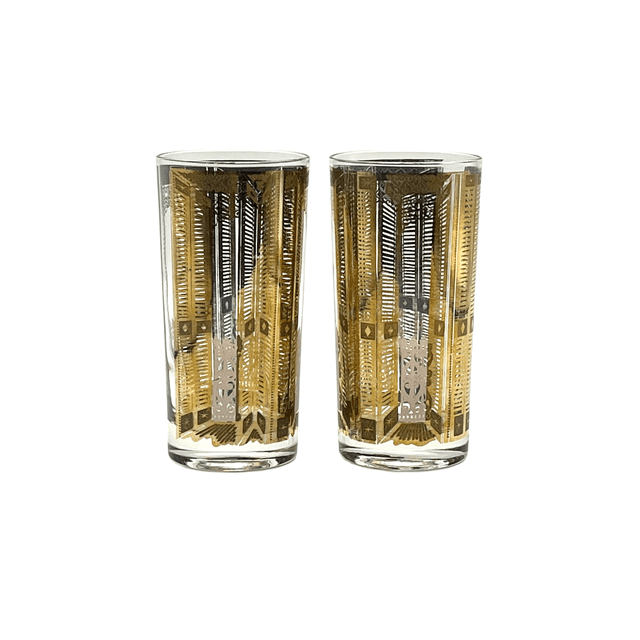 1960s 22K Gold "Piazza" Pattern Glasses - Pilar Collection