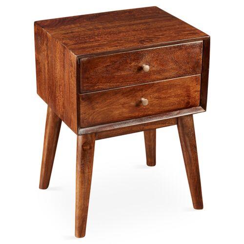 Jackson Nightstand - Pecan - Handcrafted | Night Table, Bedside Shelf - Brown - 2 Drawers, Offers Convenience, Storage, Organiza