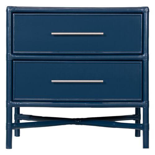 Verona Two-Drawer Nightstand - Navy | Night Table, Bedside Shelf - Blue - 2 Drawers, Offers Convenience, Storage, Organization