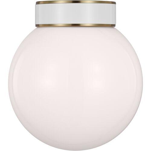 Visual Comfort - Monroe Small Flush Mount - Burnished Brass - White | Ceiling Mount, Flush Fixture, Made of Brass, Ideal For Ent