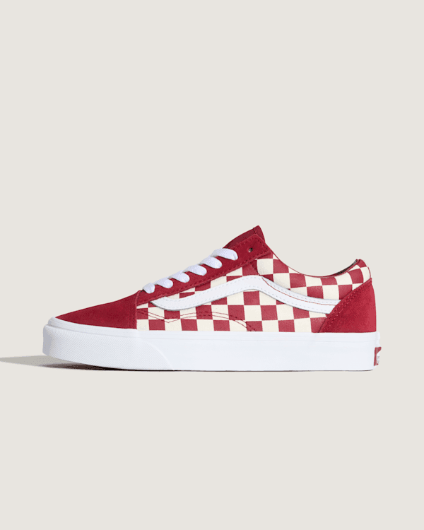 Vans - Old Skool Checkerboard Shoes, Man, Red, Size: 38.5