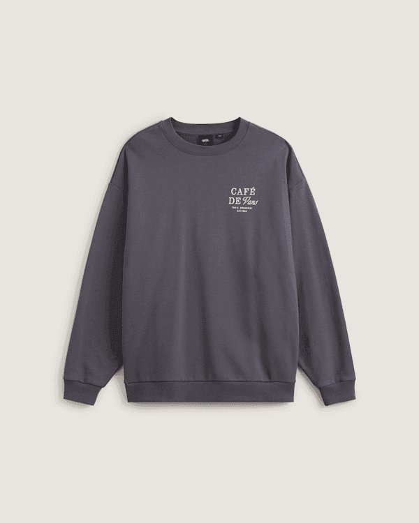 Vans - Bluza Café Vans Oversized Crew, male, Szary, Size: S
