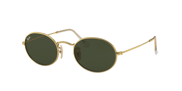Ray-Ban Unisex Sunglass RB3547 Oval Metal - Color del Marco: Oro Arista, Color de la Lente: G-15 verde