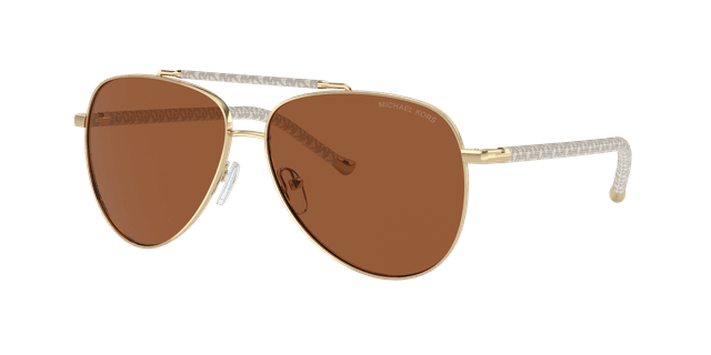 Michael Kors Femme Sunglass MK1146 Portugal - Couleur du Monture: Or clair brillant, Couleur de Lentille: Marron uni