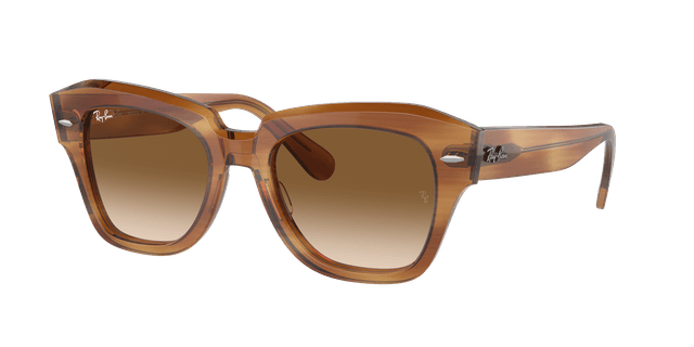 Ray-Ban Unisex Sunglass RB2186 State Street - Couleur du Monture: Rayé Marron, Couleur de Lentille: Transparent et brun