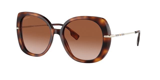 Burberry Frau Sunglass BE4374 Eugenie - Rahmenfarbe: Hellhavana, Linsenfarbe: Braun Verlaufstönung