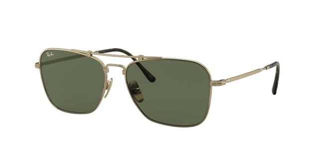 Ray-Ban Caravan Titanium Gold Sunglasses with Green Lenses
