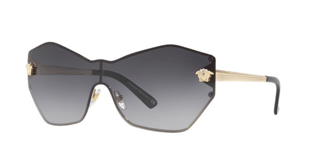 Versace Femme Sunglass VE2182 - Couleur du Monture: Or Pâle, Couleur de Lentille: Bleu foncé dégradé Gris clair