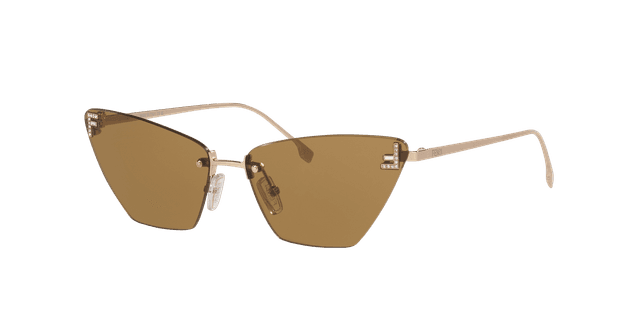 Fendi Mujer Sunglass Fendi First Crystal FE4160US - Color del Marco: Rosa Oro, Color de la Lente: Marrón