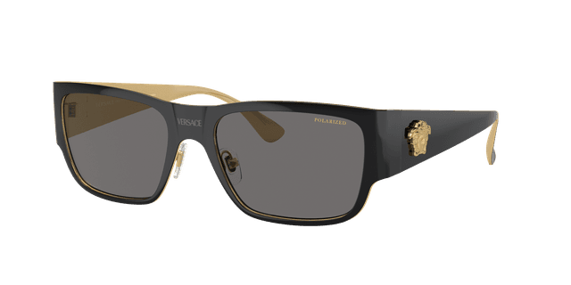 Versace Hombre Sunglass VE2262 - Color del Marco: Negro, Color de la Lente: Polarized Gris Oscuro