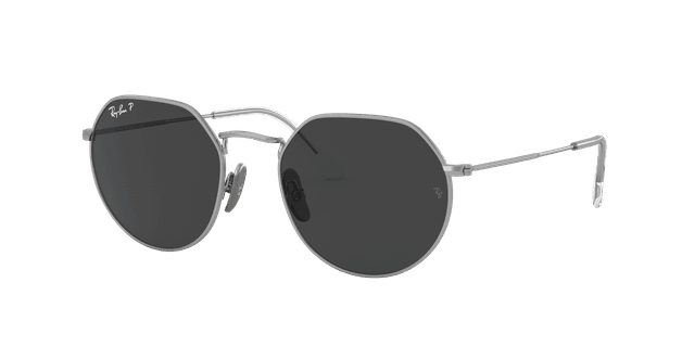 Ray-Ban Unisex Sunglass RB8165 Jack Titanium - Couleur du Monture: Argent, Couleur de Lentille: Noir