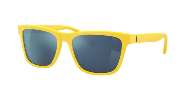 Polo Ralph Lauren Mannelijk Sunglass PH4167 - Framekleur: Matgeel, Lenskleur: Donkerblauw gespiegeld blauw