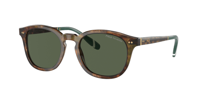 Polo Ralph Lauren Hombre Sunglass PH4206 - Color del Marco: Marrón brillante y tortuga, Color de la Lente: Verde botella polarizado