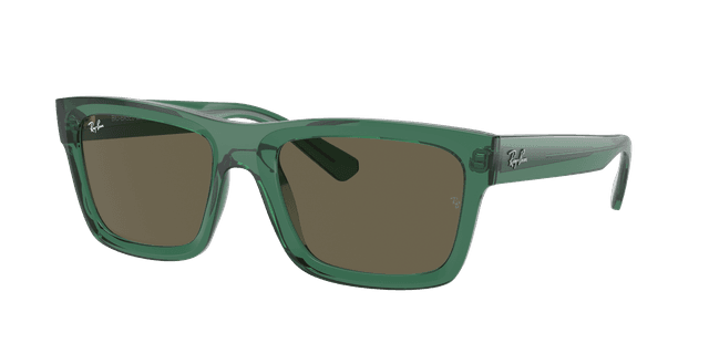 Ray-Ban Unisex Sunglass RB4396 Warren Bio-Based - Frame color: Transparent Green, Lens color: Brown
