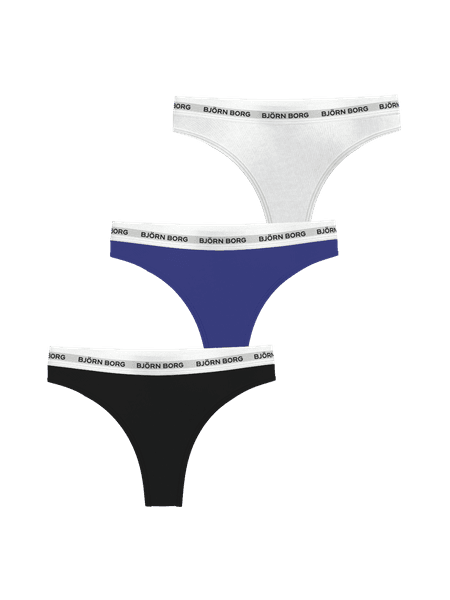 Björn Borg Logo Thongs 3-pack Sort, XS