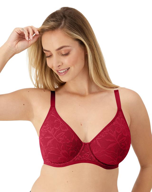 Bali Breathe Cotton Modal Lace Underwire Bra Rosy Red 36D
