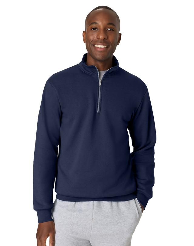 Hanes EcoSmart Men's Fleece Quarter-Zip Pullover Navy L