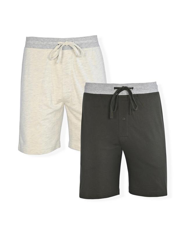 Hanes Men's Pajama Shorts, 2-Pack French Terry Cotton Lumber Green/Oatmeal Heather 3XL