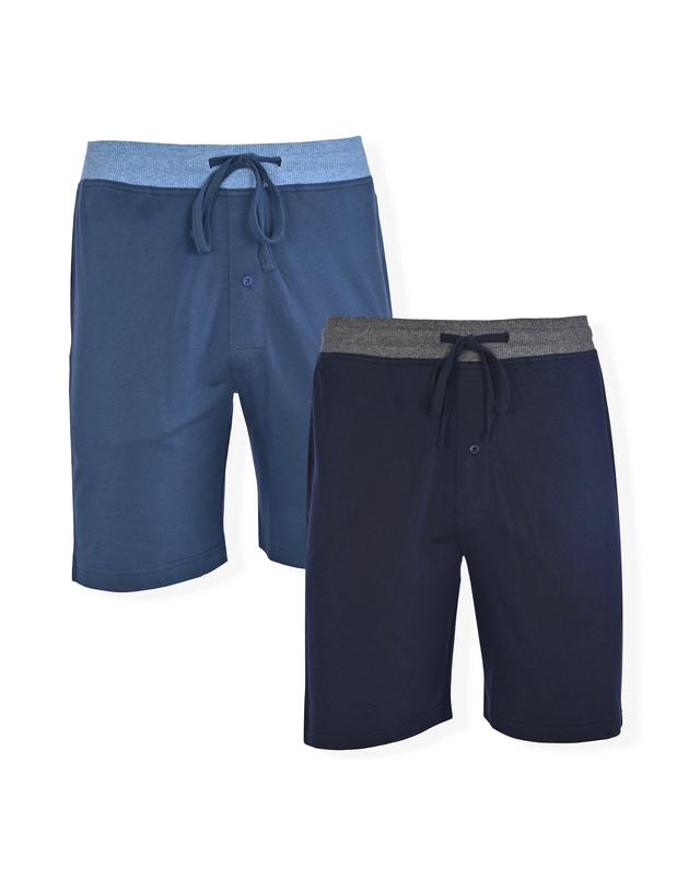 Hanes Men's Pajama Shorts, 2-Pack French Terry Cotton Sky Captain/Dark Denim S