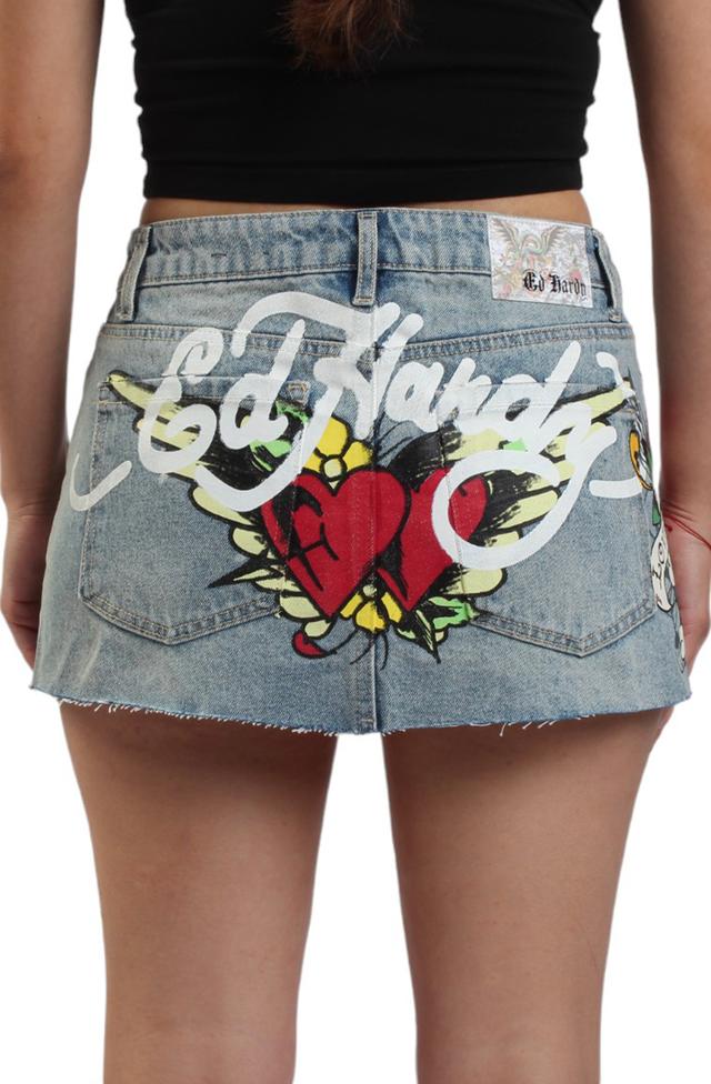 LKS Skull Denim Mini Skirt