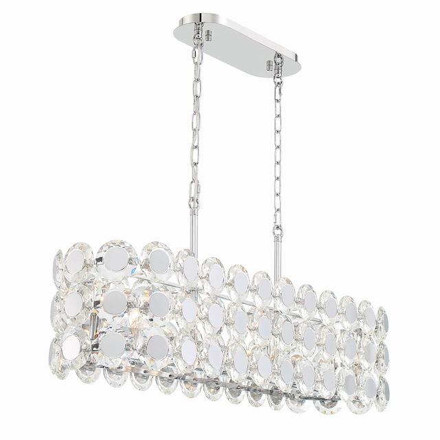 Chrome Eight Light Chandelier from the Perrene Collection