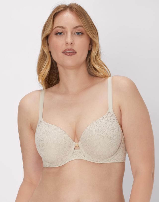 Maidenform One Fab Fit Custom Lift Underwire Bra Beige Bisque Lace 36A Women's