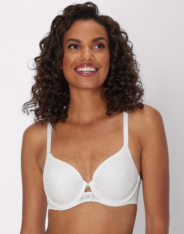 Maidenform One Fab Fit Custom Lift Underwire Bra White Lace 34A Women's