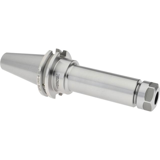 Accupro High Performance Toolholding Collet Chuck: 0.0390 to 0.5110" Capacity, ER20 Collet, Taper Shank - 6.0000" Projection, 0.0002" TIR, Through