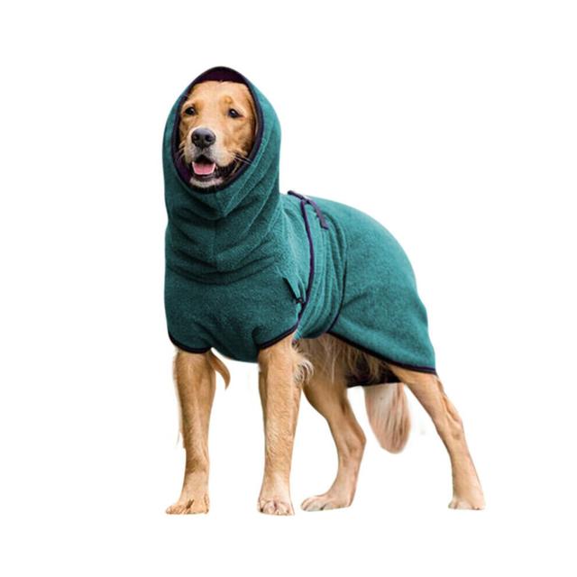 (Lake Blue, L) Pet Clothes Dog Towelling Drying Robe Soft Sleepwear Coat Puppy Warm Apparel