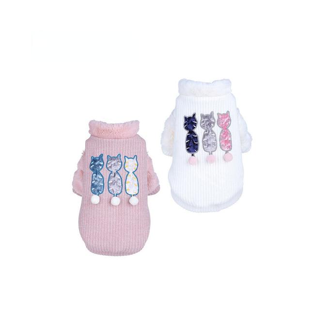 (XL, Pink) Pet Cat Dog Clothing Thicken Warm Christmas Clothes