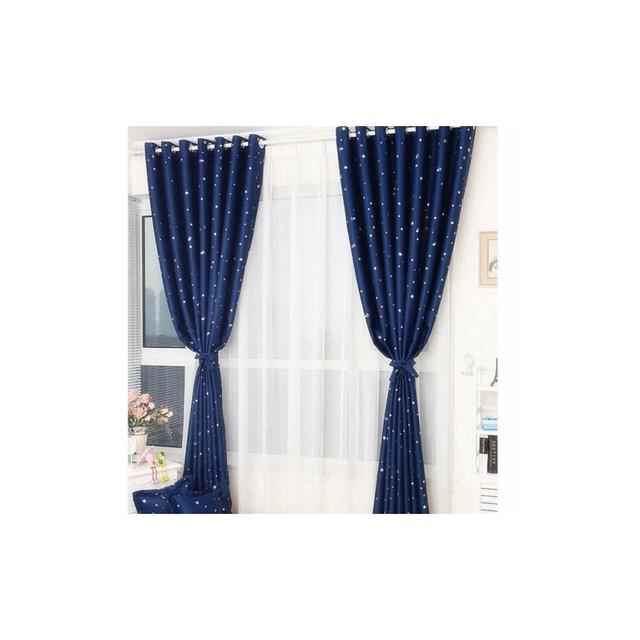 (Navy, 100cM x 250cM) Thermal Insulated Grommets Blackout Curtains, Star