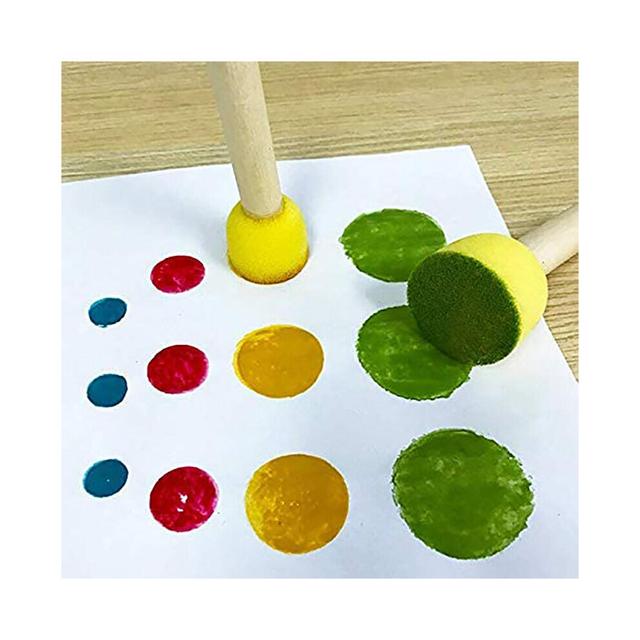 60 Pieces of Round Paint Foam Sponge Brush Set Painting Tools, Brush Set, Suitable for Children Handicrafts