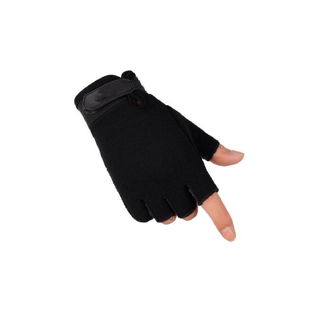 (half black Red-S) Fingerless Mens Tactical Gloves Lightweight Child Summer Breathable Outdoor Riding Non-slip Wearable Women Half Finger Gloves